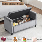 Velvet Tufted Storage Bench (with Armrests and Nailhead Trim)