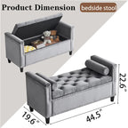 Velvet Tufted Storage Bench (with Armrests and Nailhead Trim)