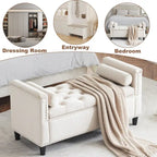 Velvet Tufted Storage Bench (with Armrests and Nailhead Trim)