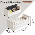 Velvet Tufted Storage Bench (with Armrests and Nailhead Trim)