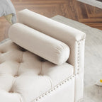 Velvet Tufted Storage Bench (with Armrests and Nailhead Trim)