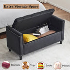 Velvet Tufted Storage Bench (with Armrests and Nailhead Trim)
