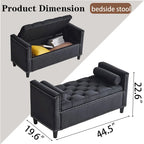 Velvet Tufted Storage Bench (with Armrests and Nailhead Trim)