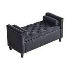 Velvet Tufted Storage Bench (with Armrests and Nailhead Trim)