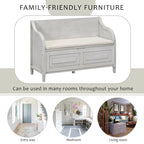 Rustic Style Solid wood Entryway Multifunctional Storage Bench with Safety Hinge