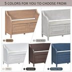 Rustic Style Solid wood Entryway Multifunctional Storage Bench with Safety Hinge