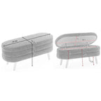 Boucle Fabric Storage Bench Bedroom Bench w/Wood Legs For Living Room