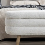 Boucle Fabric Storage Bench Bedroom Bench w/Wood Legs For Living Room