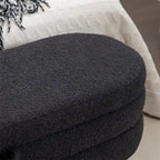 Boucle Fabric Storage Bench Bedroom Bench w/Wood Legs For Living Room