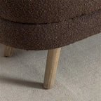 Boucle Fabric Storage Bench Bedroom Bench w/Wood Legs For Living Room