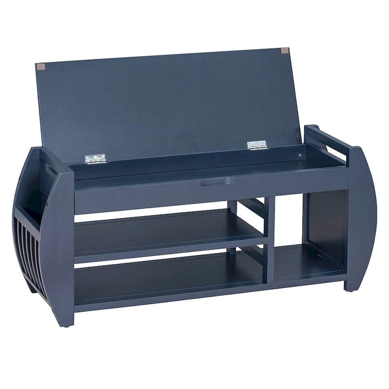 Multi Functional Storage Bench With Hidden Compartment And Open Shelf