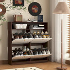 Shoe Storage Cabinet with 4 Flip Drawers, Shoe Rack Organizer with Handle Freestanding Shoe Cabinet with Anti-tip Fitting