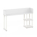 Classic Desktop Bookshelf Storage Hutch, Desk Organizer with 3 Shelves, White/White