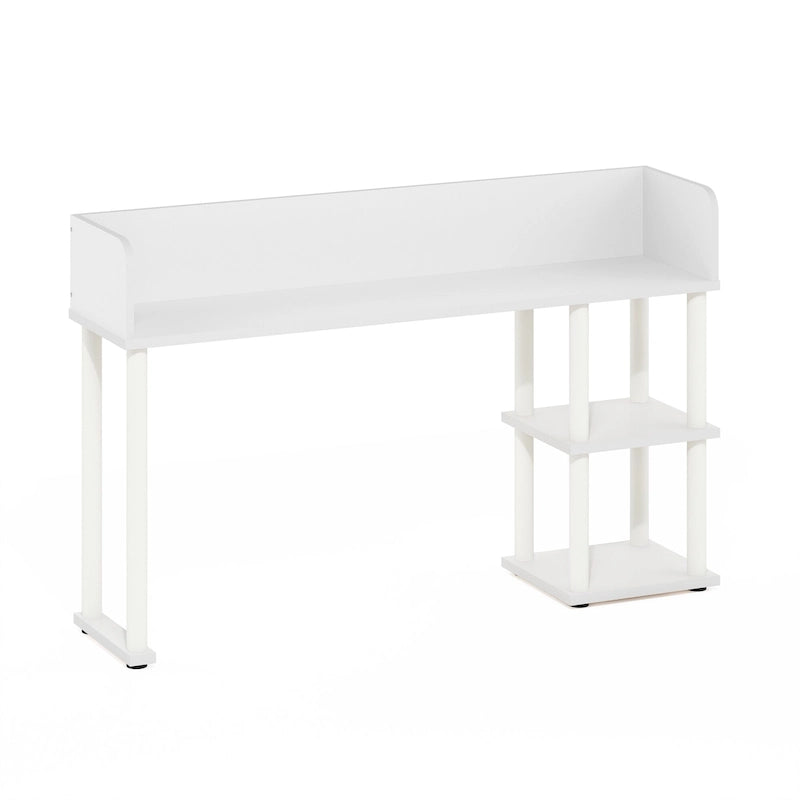 Classic Desktop Bookshelf Storage Hutch, Desk Organizer with 3 Shelves, White/White