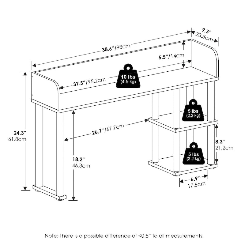 Classic Desktop Bookshelf Storage Hutch, Desk Organizer with 3 Shelves, White/White