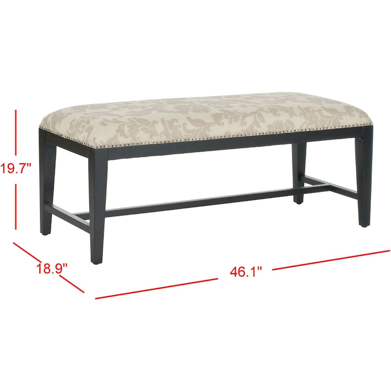 Floral Beige Bench - 46 W x 19 D x 20 H - 46Wx19Dx20H