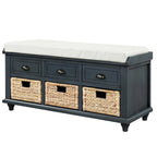 3-Drawer Storage Bench with 3 Rattan Baskets