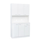 White 71 Tall Kitchen Pantry Buffet Cabinet with 6-Doors, 1-Open Shelves and 1-Drawer - 39.37W x 15.35 D x70.87H