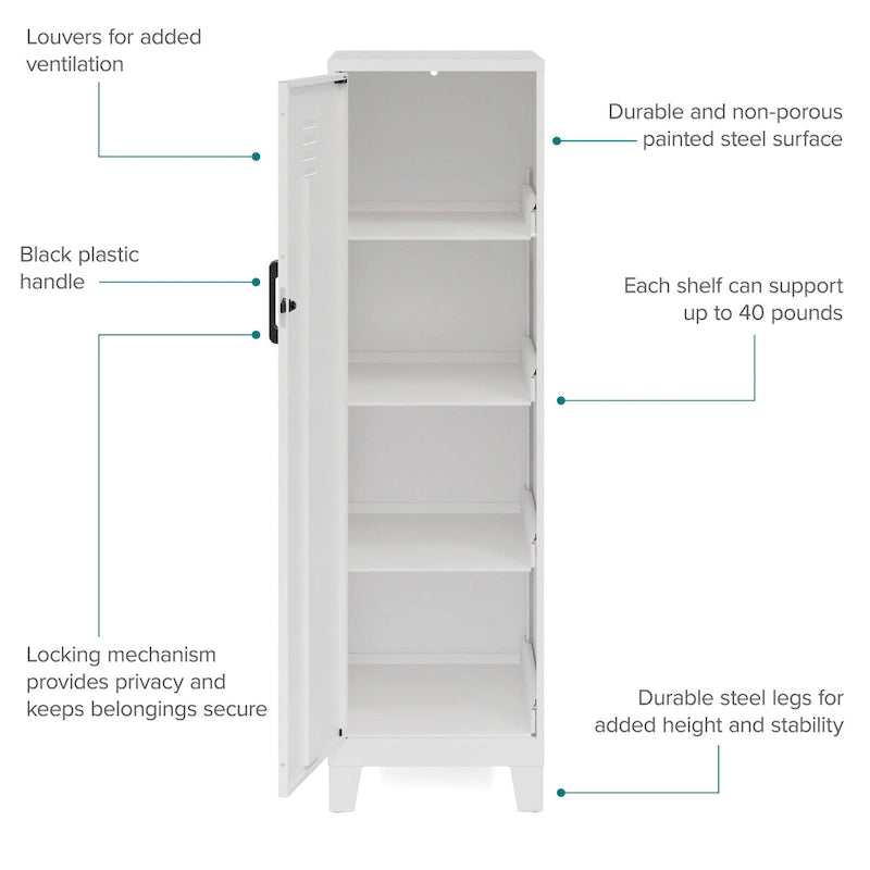 53.38H 4 Shelf Vented Door Storage Locker Cabinet