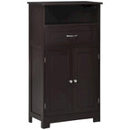 Modern Bathroom Storage Cabinet Free Standing Cupboard with Drawer and Adjustable Shelf - 11.75*23.5*42.75