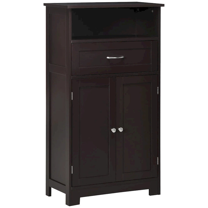 Modern Bathroom Storage Cabinet Free Standing Cupboard with Drawer and Adjustable Shelf - 11.75*23.5*42.75