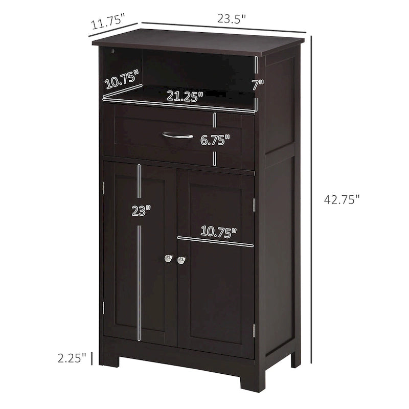Modern Bathroom Storage Cabinet Free Standing Cupboard with Drawer and Adjustable Shelf - 11.75*23.5*42.75