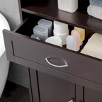 Modern Bathroom Storage Cabinet Free Standing Cupboard with Drawer and Adjustable Shelf - 11.75*23.5*42.75