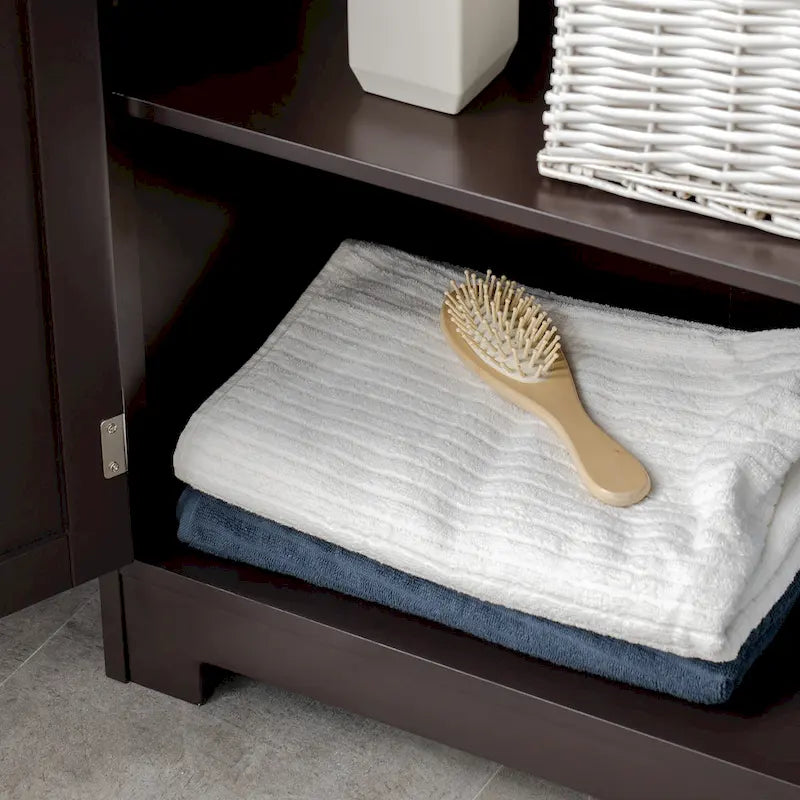 Modern Bathroom Storage Cabinet Free Standing Cupboard with Drawer and Adjustable Shelf - 11.75*23.5*42.75