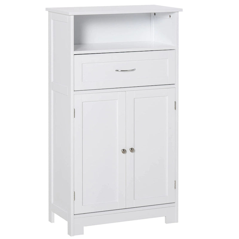 Modern Bathroom Storage Cabinet Free Standing Cupboard with Drawer and Adjustable Shelf - 11.75*23.5*42.75