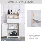 Modern Bathroom Storage Cabinet Free Standing Cupboard with Drawer and Adjustable Shelf - 11.75*23.5*42.75