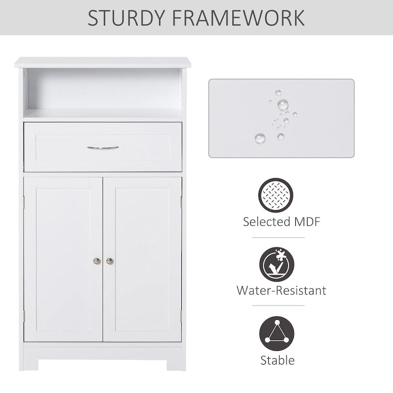 Modern Bathroom Storage Cabinet Free Standing Cupboard with Drawer and Adjustable Shelf - 11.75*23.5*42.75