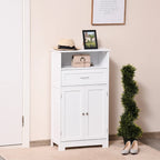 Modern Bathroom Storage Cabinet Free Standing Cupboard with Drawer and Adjustable Shelf - 11.75*23.5*42.75