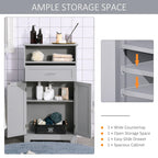 Modern Bathroom Storage Cabinet Free Standing Cupboard with Drawer and Adjustable Shelf - 11.75*23.5*42.75