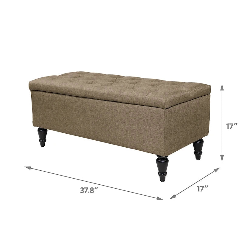 38 Fabric Upholstered Tufted Storage Bench
