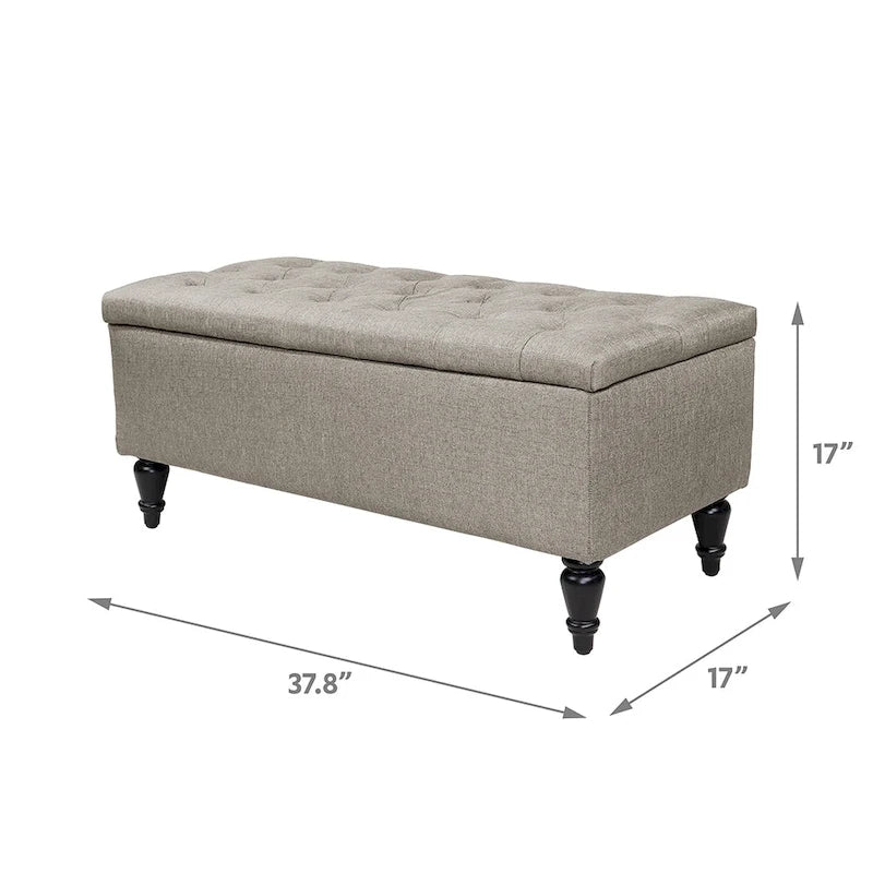38 Fabric Upholstered Tufted Storage Bench