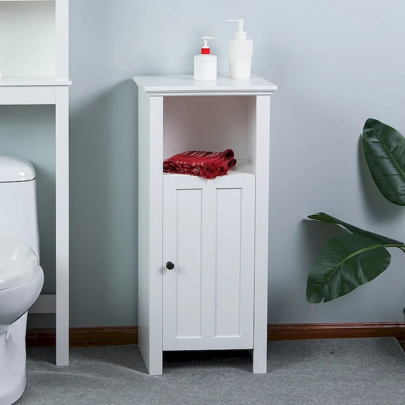 White Manufactured Wood Space-saving Bathroom Storage Cabinet