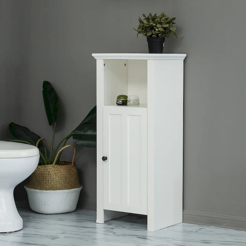 White Manufactured Wood Space-saving Bathroom Storage Cabinet
