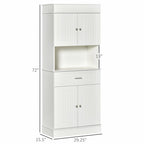 72 Kitchen Buffet with Hutch, Freestanding Pantry Cupboard with Utility Drawer, 2 Door Cabinets and Countertop, Brown