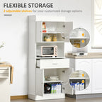 72 Kitchen Buffet with Hutch, Freestanding Pantry Cupboard with Utility Drawer, 2 Door Cabinets and Countertop, Brown