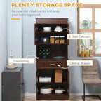 72 Kitchen Buffet with Hutch, Freestanding Pantry Cupboard with Utility Drawer, 2 Door Cabinets and Countertop, Brown