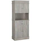 72 Kitchen Buffet with Hutch, Freestanding Pantry Cupboard with Utility Drawer, 2 Door Cabinets and Countertop, Brown