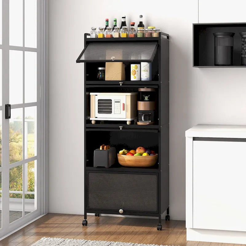 5-Tier Kitchen Baker's Rack with Flip-up PC Doors - 23.5 x 12.5 x 60.5 (L x W x H)