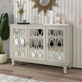 3 Door Mirrored Buffet Cabinet with Silver Handle