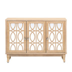 3 Door Mirrored Buffet Cabinet with Silver Handle