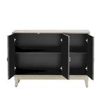 3 Door Mirrored Buffet Cabinet with Silver Handle