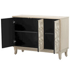 3 Door Mirrored Buffet Cabinet with Silver Handle