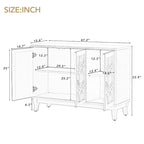 3 Door Mirrored Buffet Cabinet with Silver Handle