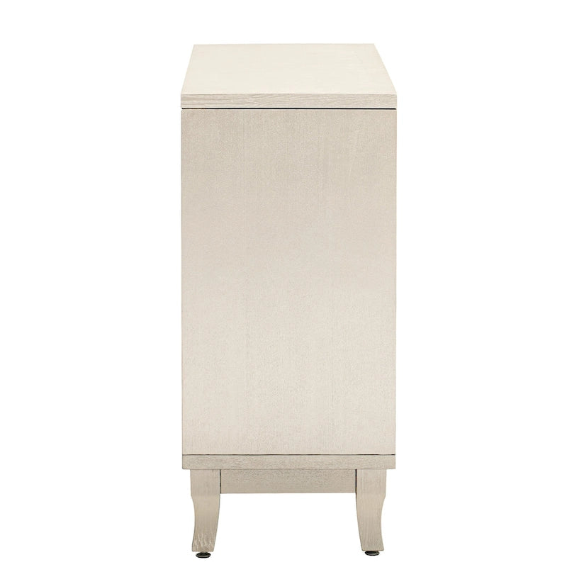 3 Door Mirrored Buffet Cabinet with Silver Handle