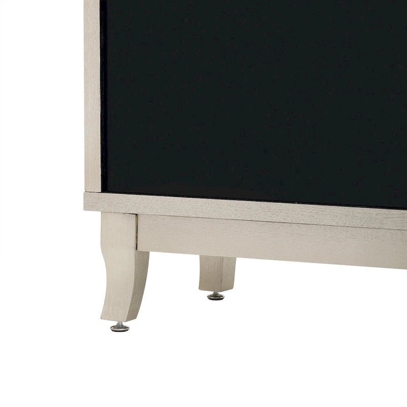 3 Door Mirrored Buffet Cabinet with Silver Handle
