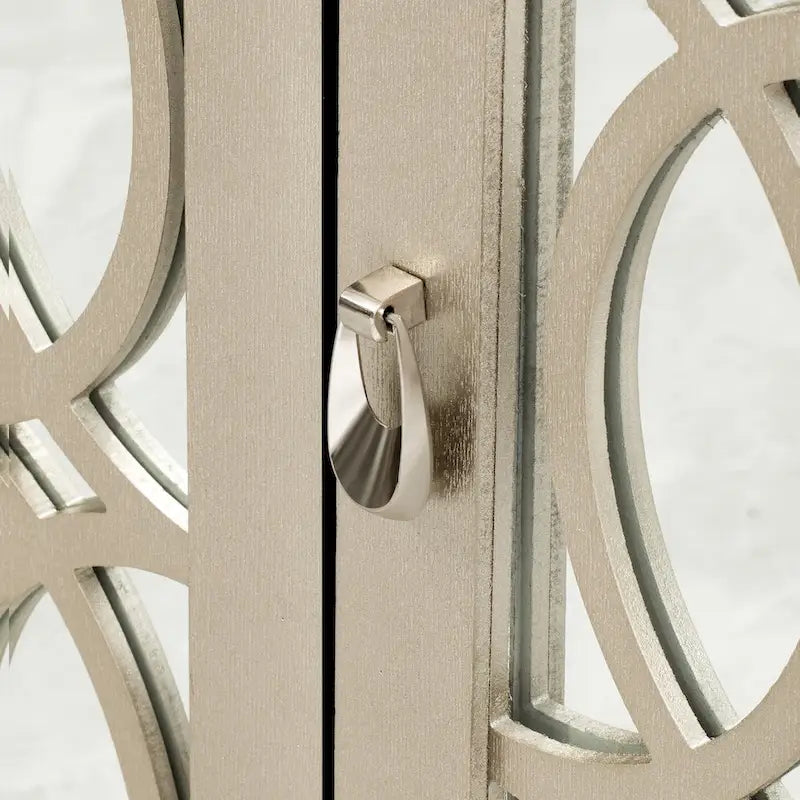 3 Door Mirrored Buffet Cabinet with Silver Handle
